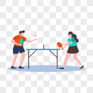 乒乓球运动插画两个年轻人打乒乓球图片