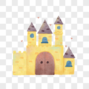 水彩黄色童话城堡图片