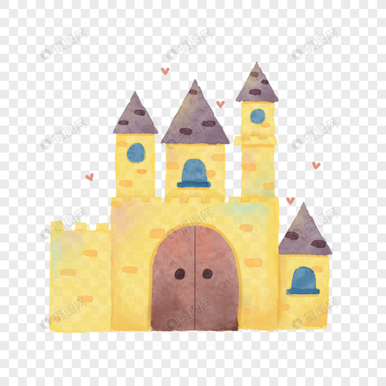 水彩黄色童话城堡图片