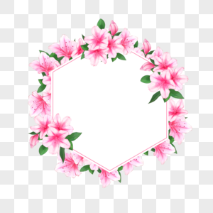 水彩杜鹃花卉边框图片