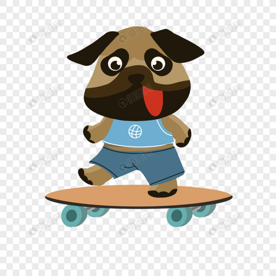 可爱卡通狗狗运动滑板图片