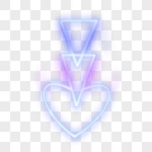 蓝紫色三角爱心霓虹光效箭头图片