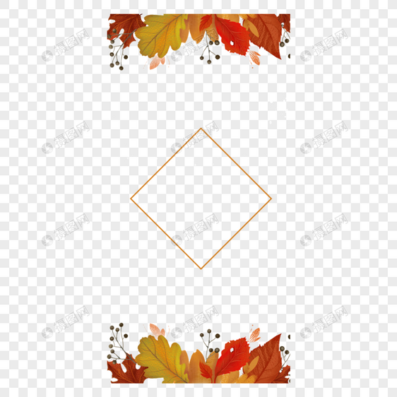 秋季树叶故事方形边框图片