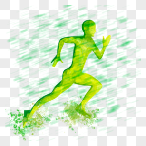 绿色水彩跑步人物图片
