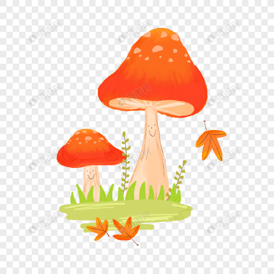 水彩质感可爱蘑菇图片