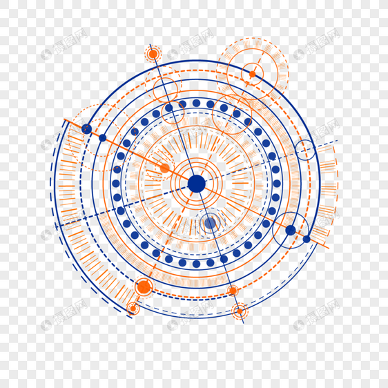 抽象未来工业机械制图橘黄图片