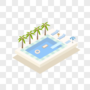 25d夏季沙滩私人游泳池图片