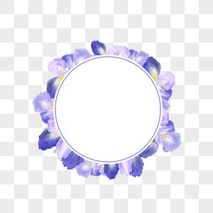 水彩蓝色鸢尾花卉婚礼边框图片