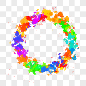 水彩颜料飞溅圆圈边框彩虹图片