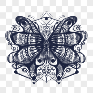 几何印花纹身蝴蝶图案图片
