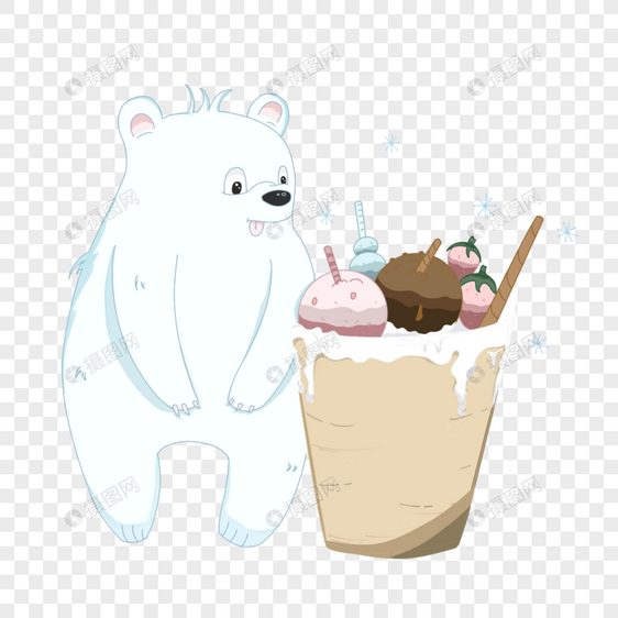 卡通冰淇凌和可爱小熊图片