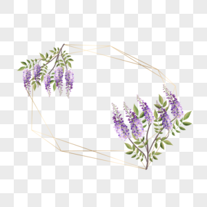 水彩紫藤花卉边框图片