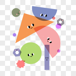可爱表情彩色几何形状组合图片素材