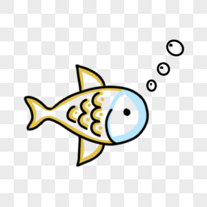 卡通夏季吐泡泡的小鱼高清图片