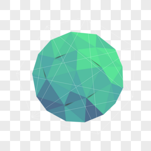 绿色渐变抽象几何低聚球体图片