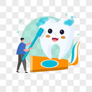 牙刷牙膏牙齿保健插画图片