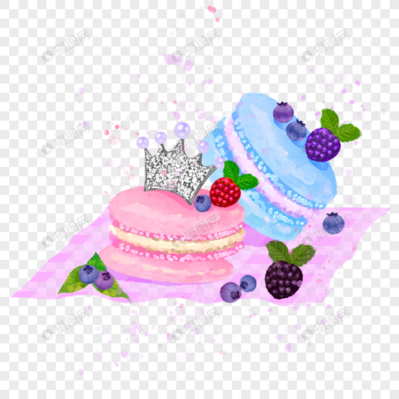 粉色蓝色马卡龙饼干水果美味食物甜点图片