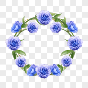 水彩花卉洋桔梗婚礼边框蓝色自然图片