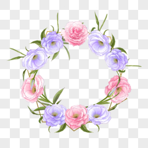 水彩花卉洋桔梗婚礼边框自然图片