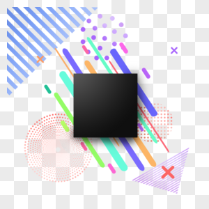 彩色符号与黑色正方形组合对话框图片