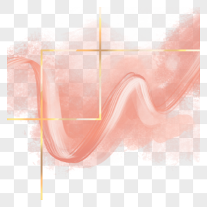 珊瑚红简约大方流线笔刷金色边框图片