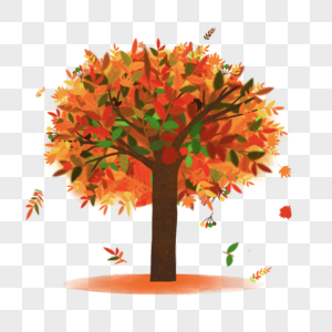 扁平风格红色秋天的树图片