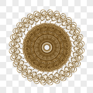 金属密集圆环缠绕多层万花筒高清图片