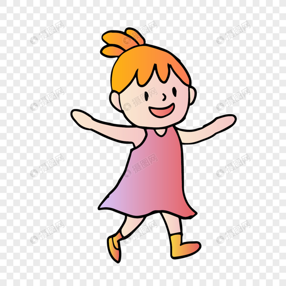 儿童节人物奔跑的粉裙女孩图片
