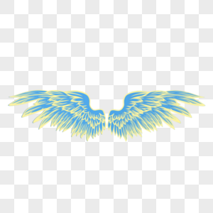 蓝黄色线条羽毛翅膀图片