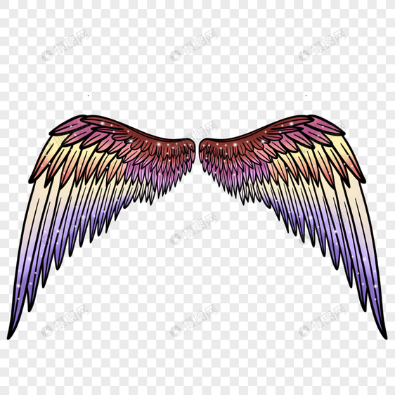 彩虹多色羽毛翅膀图片