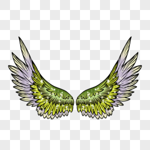 绿色天使羽毛翅膀图片