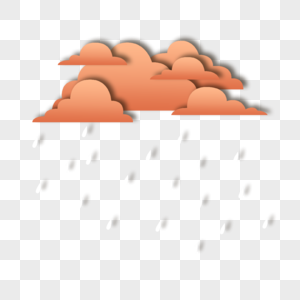 剪纸效果橙色云朵下雨天气图片