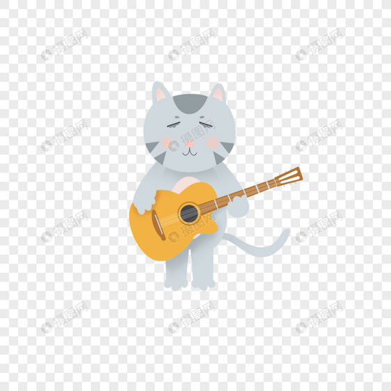 弹吉他的猫图片