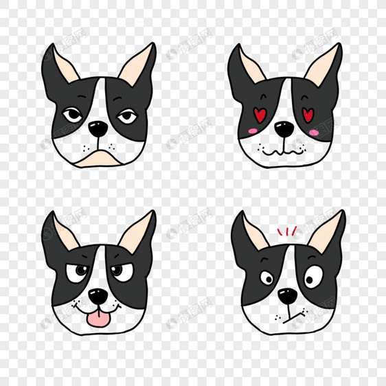 四个卡通可爱狗狗表情包图片