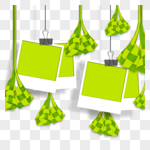 绿色抽象边界ketupat框架图片
