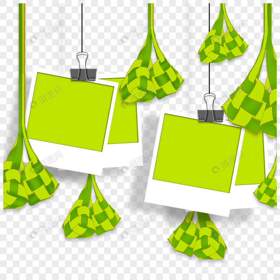 绿色抽象边界ketupat框架图片