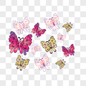 动画片Clipart颜色传染媒介例证设置了粉红色蝴蝶的粉红色蝴蝶babybook图片