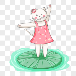 夏季卡通可爱的跳舞猫咪形象图片