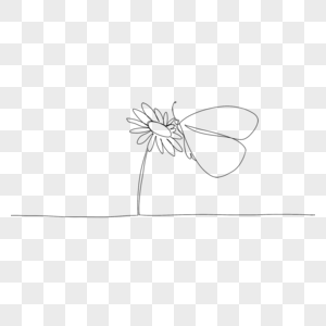 抽象线条画简单花朵蝴蝶图片