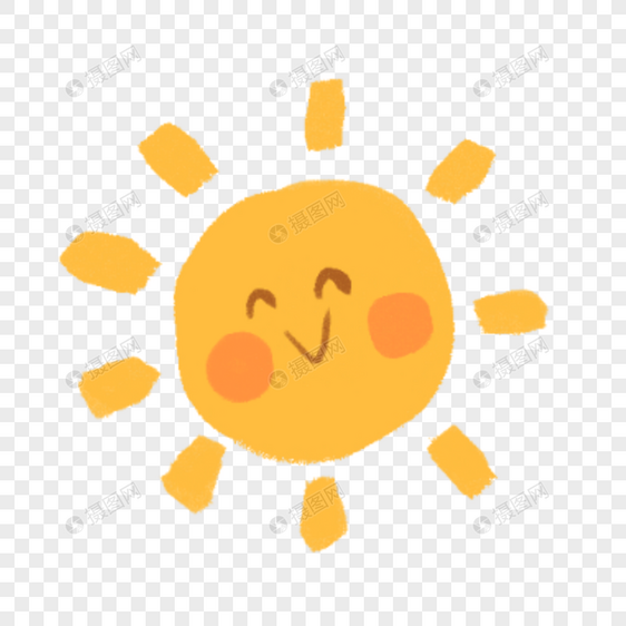夏季卡通可爱手绘黄色太阳图片