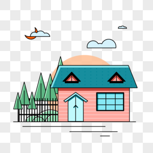 几何线条小房子图片