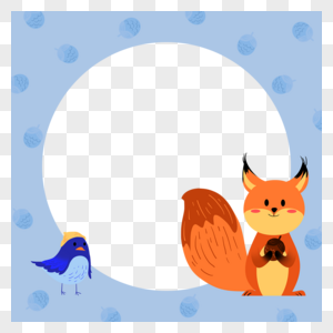 小鸟狐狸蓝色卡通动物facebook边框图片