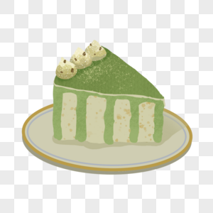 盘子里的三角形抹茶蛋糕图片