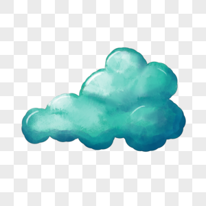 青绿色云朵天气水彩可爱剪贴画图片