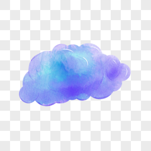 蓝色紫色渐变晕染云朵水彩剪贴画图片