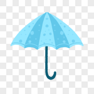 蓝色卡通水彩雨伞图片