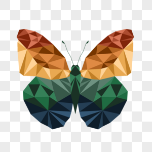 棕色绿色几何风格多边形低聚彩色蝴蝶图片