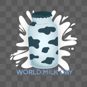 世界牛奶日食物液体喷溅瓶装奶牛图片