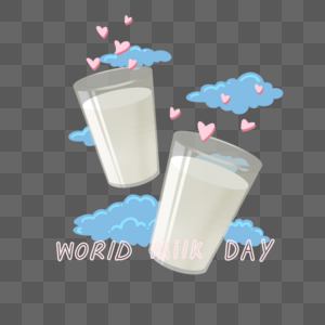 世界牛奶日食物液体云朵杯子图片
