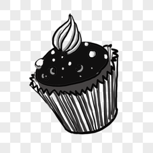 香甜纸杯蛋糕创意黑白单色涂鸦图片